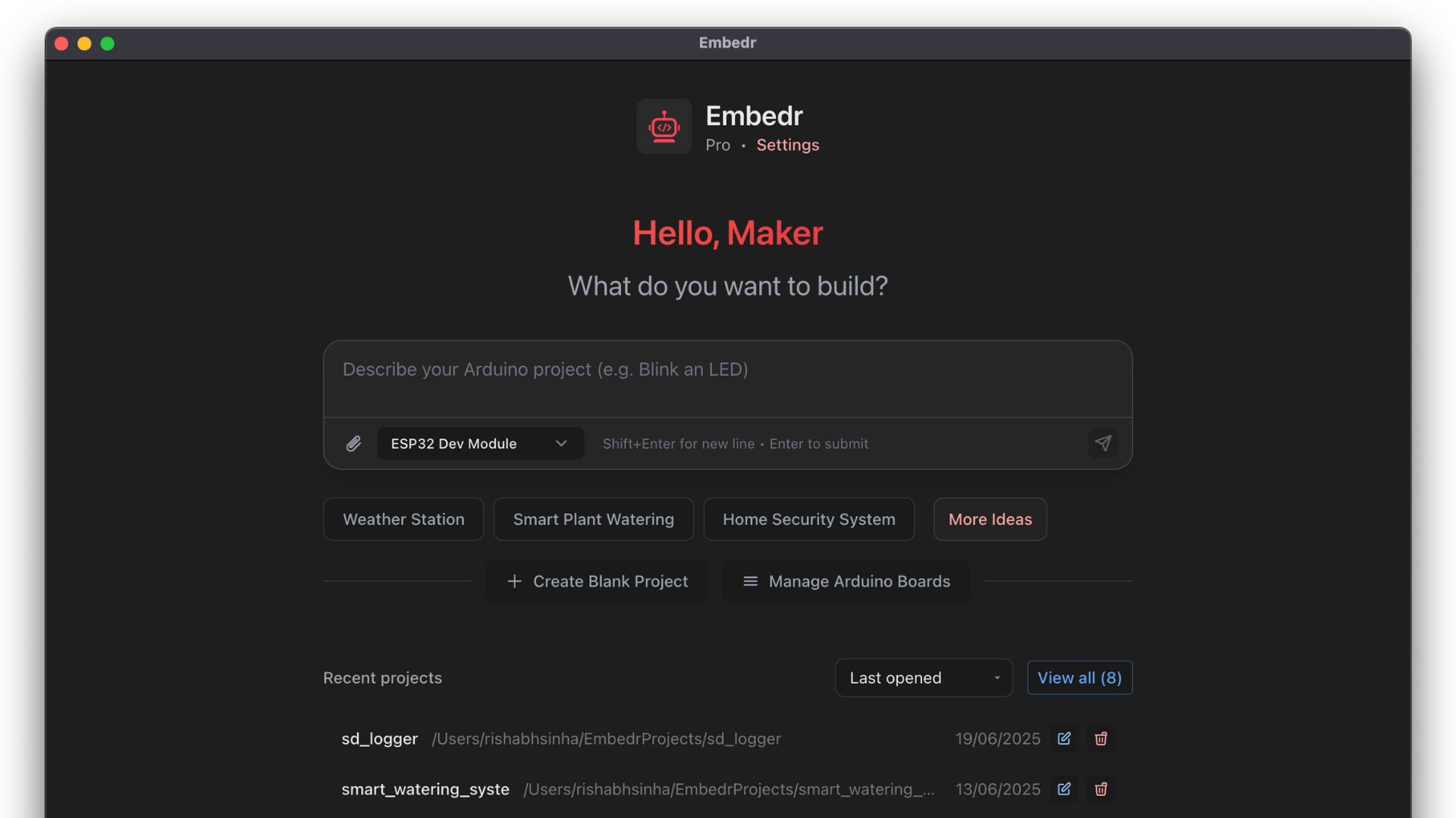 Embedr Arduino IDE Interface